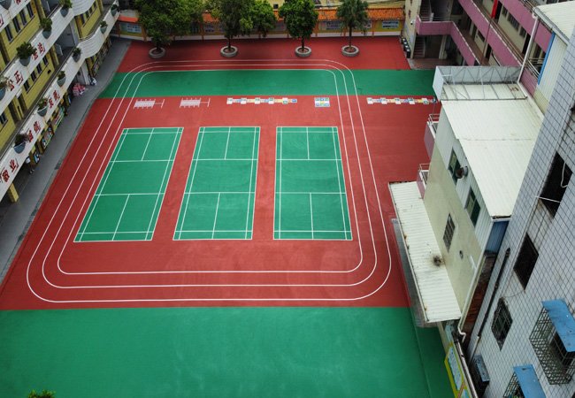 广东肇庆德庆县第三小学1700平方4mm弹性丙烯酸球场